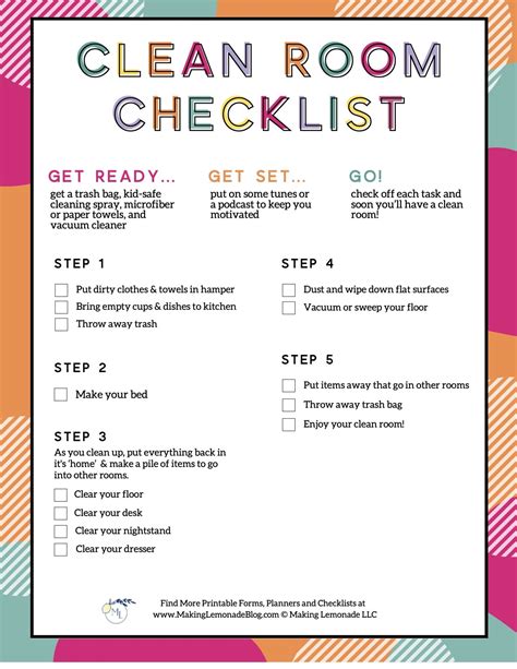 Room Cleaning Checklist Printable For Kids