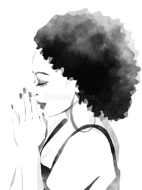 Black woman praying stock illustration. Illustration of nubian - 236004606