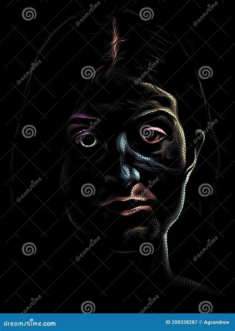 Abstract Stippling Portrait Stock Illustration - Illustration of print ...