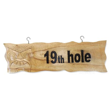 The 19th Hole Carved Wood Sign - Sleeping Tiger Imports