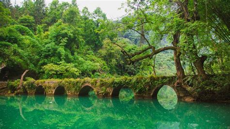 Xiaoqikong ancient bridge natural scenery, Libo, Guizhou, China ...