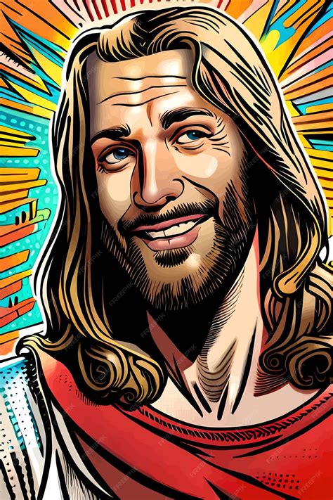 Premium Vector | Retro comic book style smiling Jesus Christ