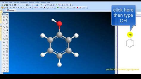 Chem3D tutorial 1 Building a Phenol model - YouTube