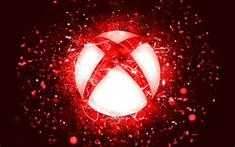 Xbox red logo red neon lights, creative, red abstract background, Xbox ...