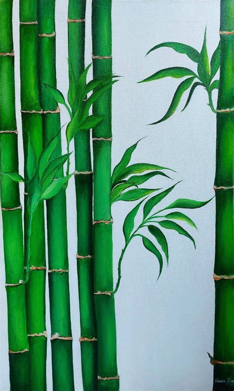 Stalks of bamboo sta Painting by NAMRA KHAN | Saatchi Art