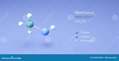 Methanol, Methyl Alcohol. Molecular Structure 3d Rendering, Structural ...