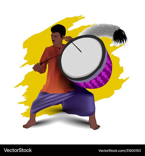 Durga puja dhaki artist Royalty Free Vector Image