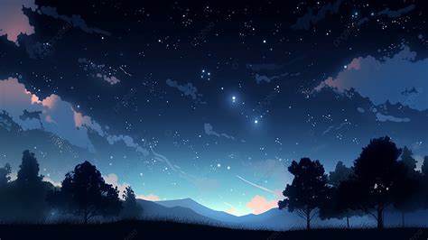 Forest Night Starry Sky Cartoon Advertising Background, Night, Stars ...