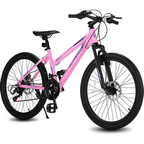 26 in. Pink Teenagers Shimano 21-Speed Mountain Bike with Dual Disc ...