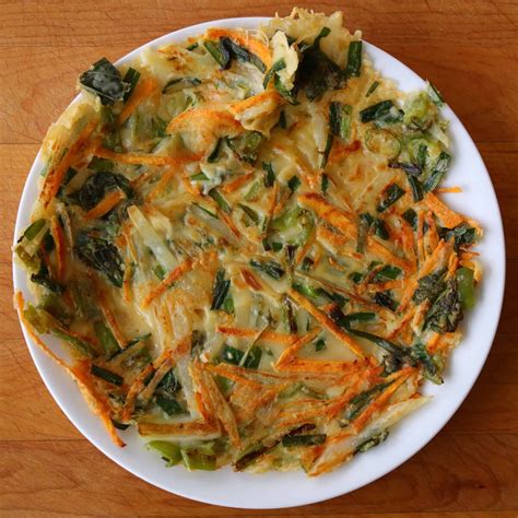 Korean food photo: Vegetable pancake on Maangchi.com