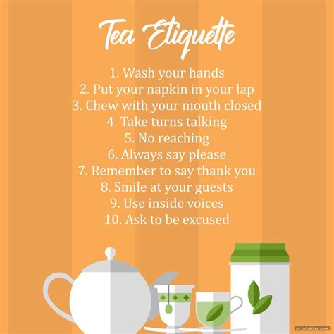 Tea Etiquette Printable - Gridgit.com