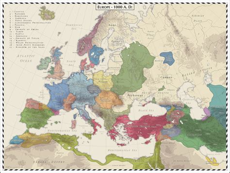 Europe - 1000 AD by Cyowari | Europe map, European history, Old maps