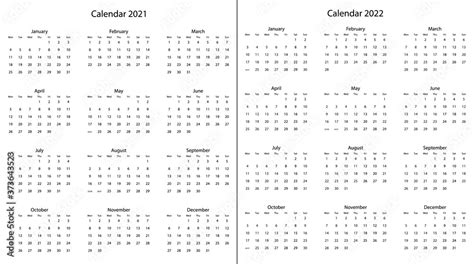 2021, 20220 yearly calendar - 12 months yearly calendar vector eps ...