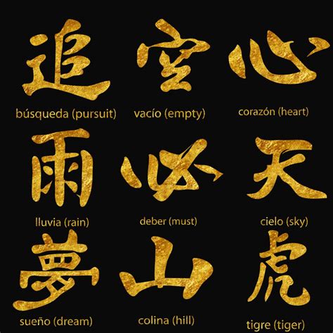 Japanese kanji symbols gold | Free download