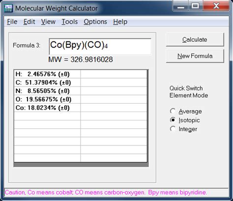 Molecular Weight Calculator | Molecular-Weight-Calculator-VB6