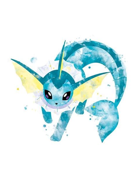 Pokemon Vaporeon Watercolor Art Print Poster Painting Pokemon Go ...