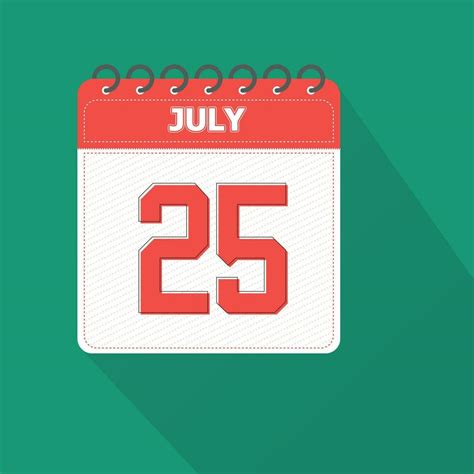 July 25 Calendar Daily Icon, Date, Month 26580800 Vector Art at Vecteezy