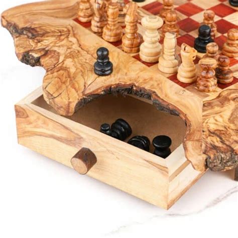 Rustic Wooden Chess Set with Storage - Artisraw