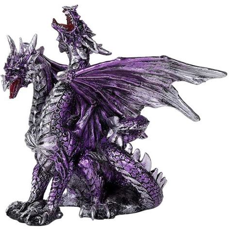 REALM PROTECTORS SET OF 2 PURPLE BLUE DRAGON FIGURINE FANTASY ORNAMENT ...