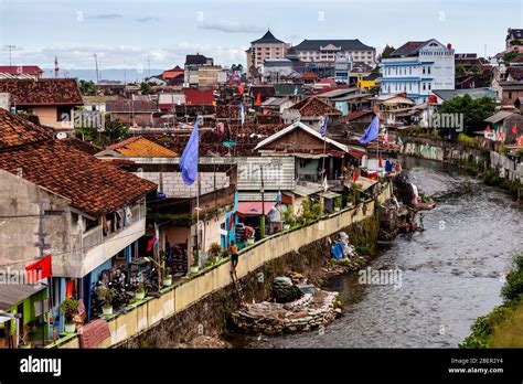 The City of Yogyakarta and The Kali Code River, Yogyakarta, Java ...