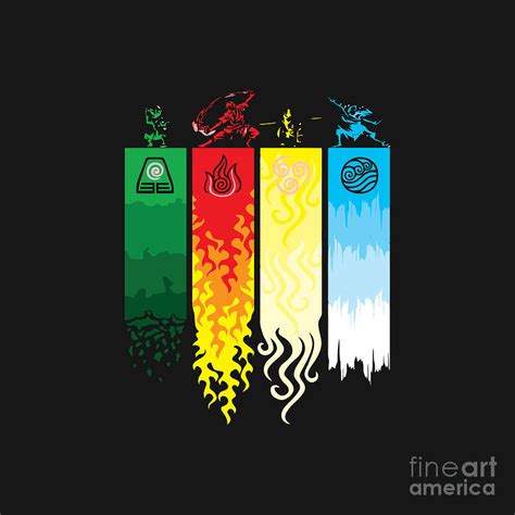 Element Symbols Avatar The Last Airbender Digital Art by Carlyn P Lee ...