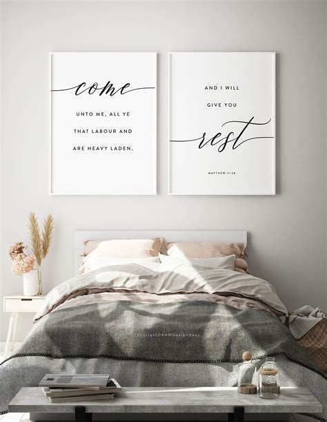 Matthew 11:28 KJV Bedroom Wall Art Set of 2 Printable Wall - Etsy