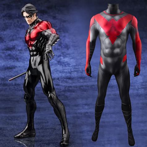 Red Nightwing Costume Cosplay Spandex Lycra Halloween Costume Nightwing ...