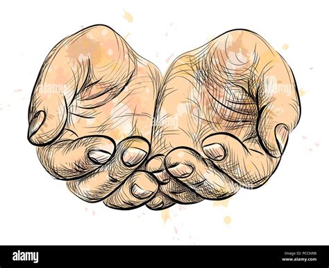 sketch begging hands Stock Vector Image & Art - Alamy