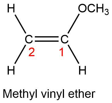 When methyl vinyl ether reacts with a strong acid, the proton adds to ...