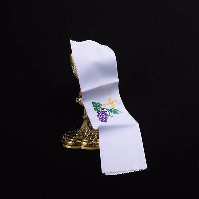 Catholic Church White Purificator w Grape Cross Embroidery Altar Cloth ...