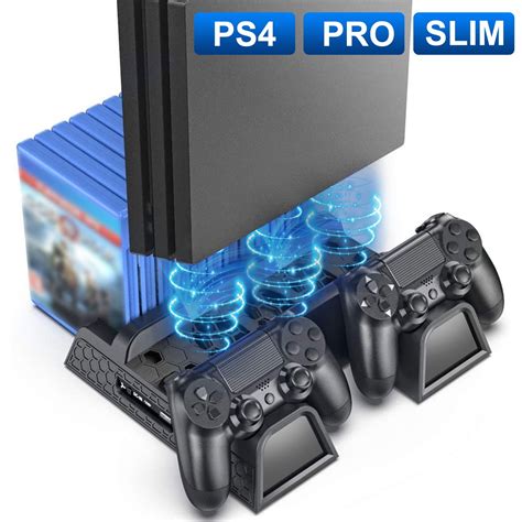 Vertical Stand for PS4 Slim/PS4 Pro/Regular PS4 Controller Charger with ...