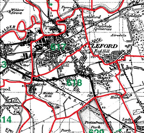 GENUKI: Map of Castleford Parish, West Riding of Yorkshire, England ...