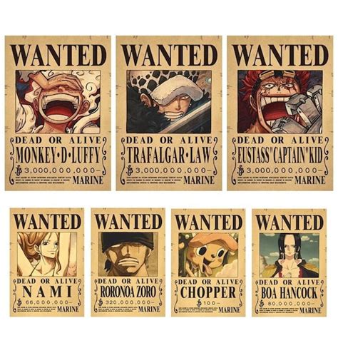 Wanted Poster Anime New Bounty Luffy Zoro Shanks - Etsy UK