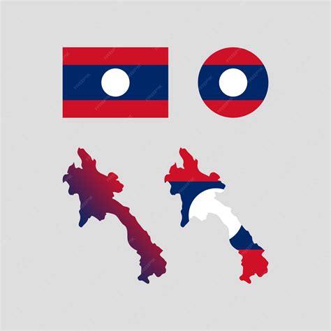 Premium Vector | Laos national flag and map vectors set