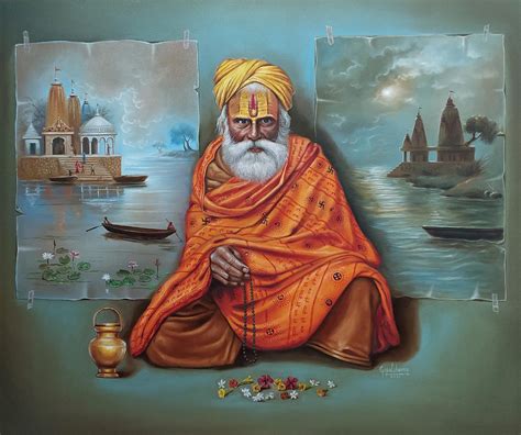 Buy Indian Sadhu Painting with Oil on Canvas by Gopal Sharma | IndiGalleria