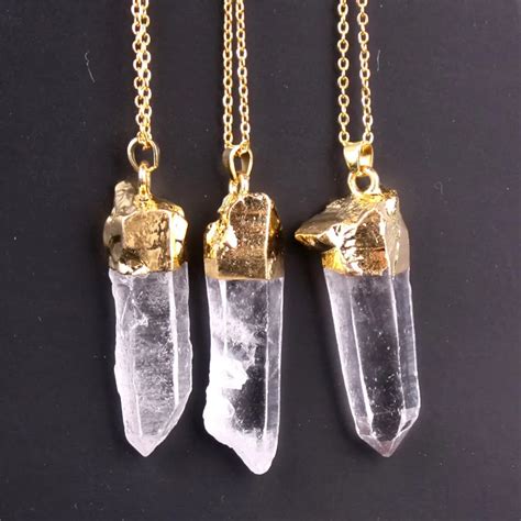 Women Fine Jewelry Natural White Quartz Druzy Gem Clear Quartz Crystal ...