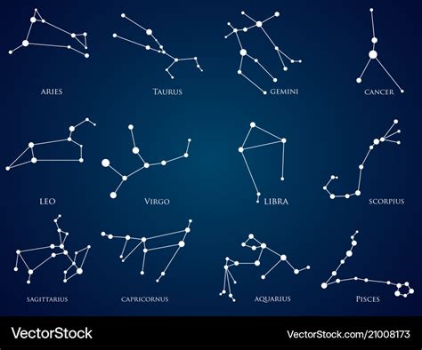 Set zodiac constellations Royalty Free Vector Image