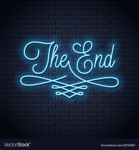 End neon sign vintage movie ending frame Vector Image