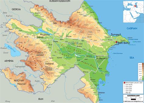 Physical Map of Azerbaijan - Ezilon Maps