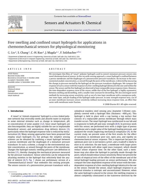 Free Swelling and Confined Smart Hydrogels for Applications in ...