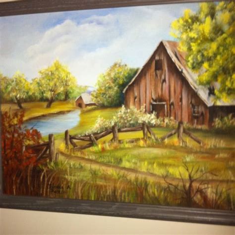 Farmhouse Paintings, Farm Paintings, Landscape Paintings, Miniature ...