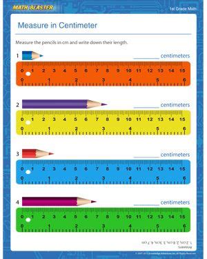 Measure in Centimeter - Printable Measurement Worksheet for Elementary ...