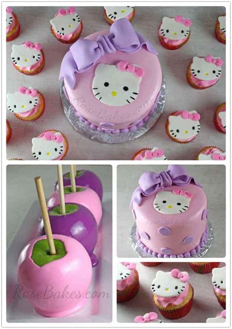 Hello Kitty Cake, Cupcakes & Candy Apples