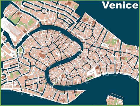 Venice street map | Venice map, Venice city, Venice