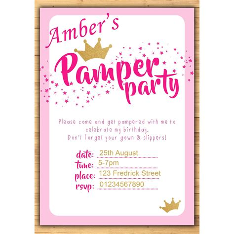 Pamper Party Birthday Invitations – EndlessPrintsUK