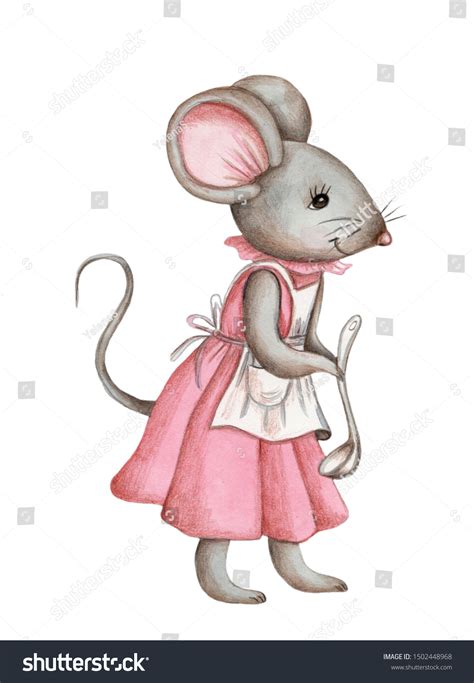 Cute Lovely Cartoon Mouse Girl Pink: ilustrações stock 1502448968 ...