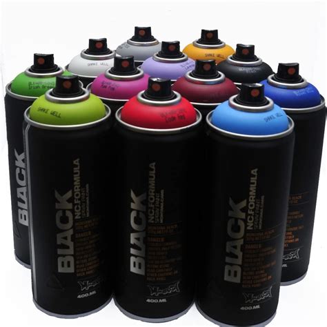 12-Piece Montana BLACK Spray Paint Set - Popular Colors for Graffiti ...