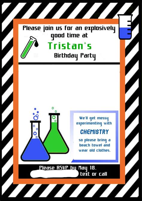 chemistry birthday party invitation, chemistry party, science party ...