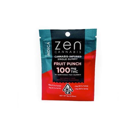 Zen Cannabis - Indica Fruit Punch Gummy 100MG - The Kind Center