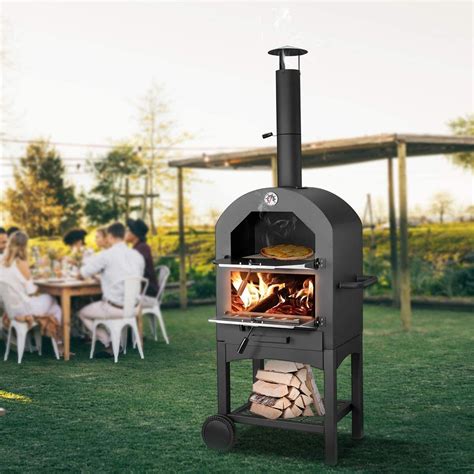 U-MAX Steel Freestanding Wood-Fired Pizza Oven in Black & Reviews | Wayfair